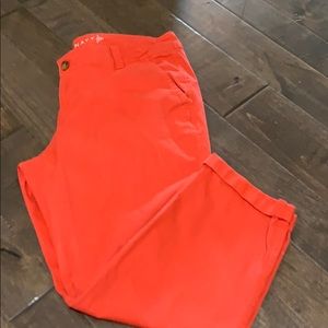 Cropped cuffed pants coral color